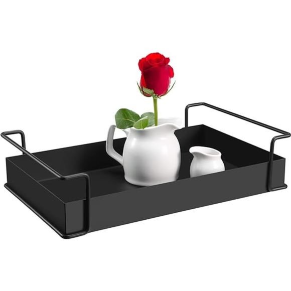 Decorative Coffee Table Tray Black Tray with Handles Serving Tray Christmas - Picture 7 of 7